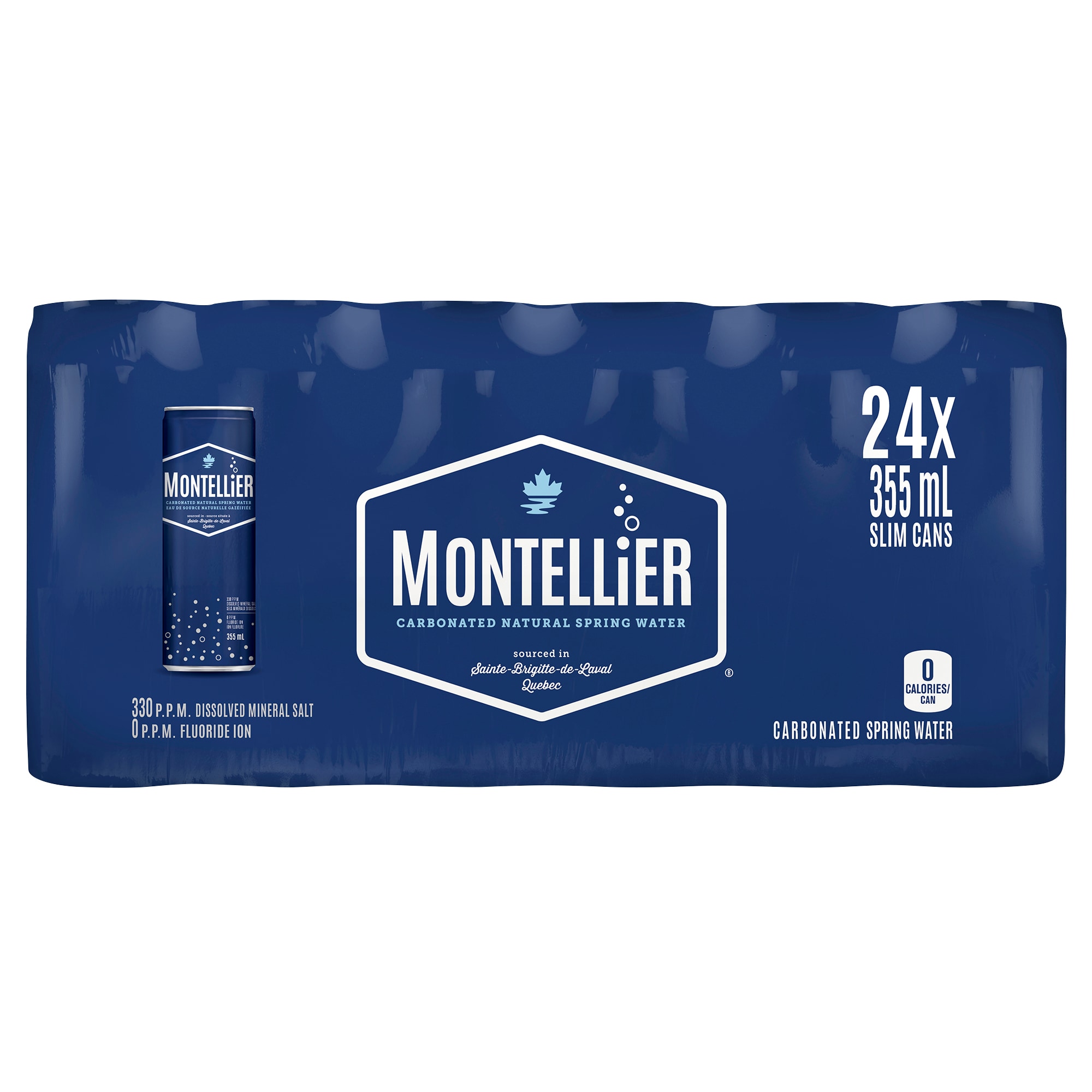 Montellier Carbonated Natural Spring Water Slim Can, 24 × 355 mL