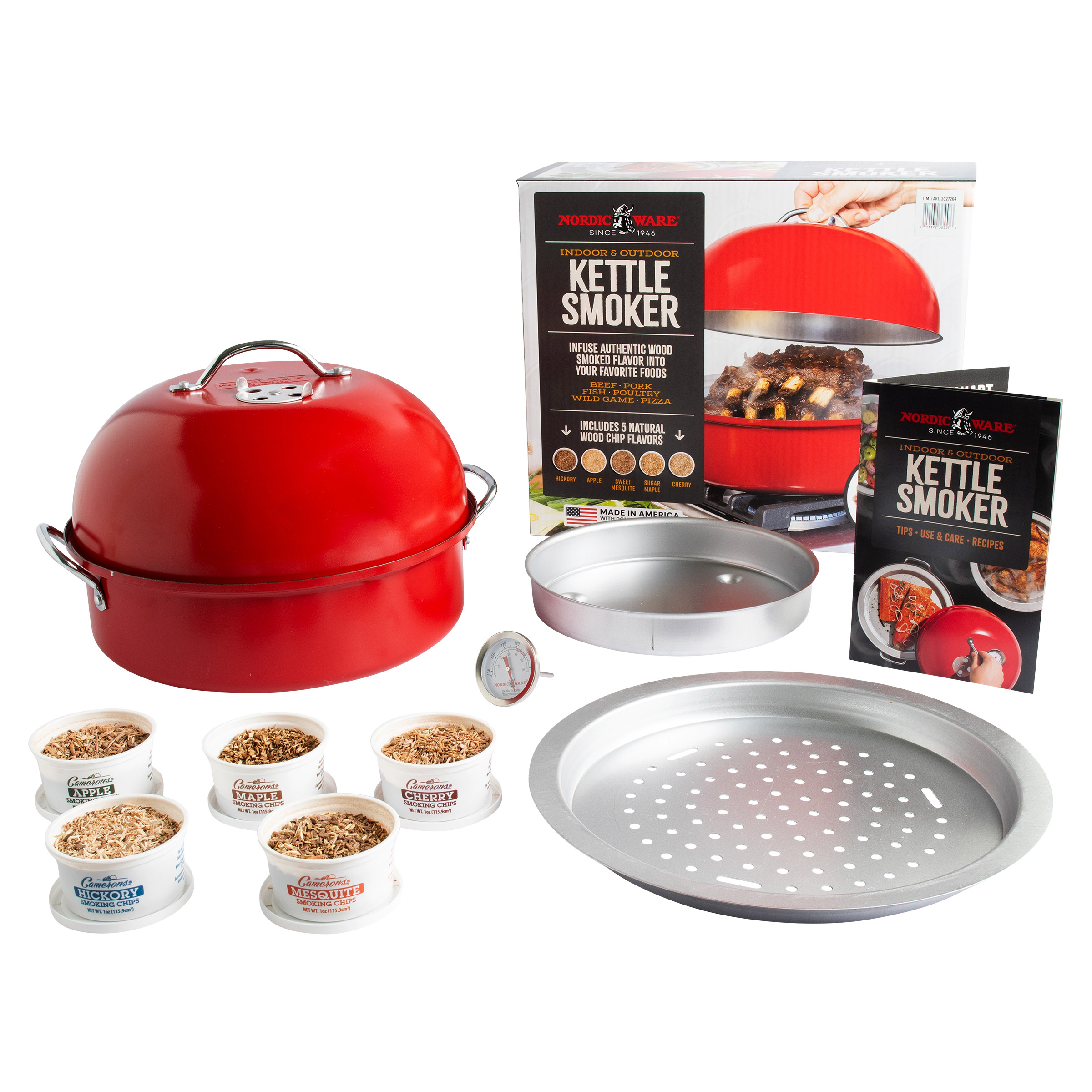 kettle smoker indoor outdoor cooker Nordic Ware Deluxe Kettle Smoker with 5 Woodchip Varieties