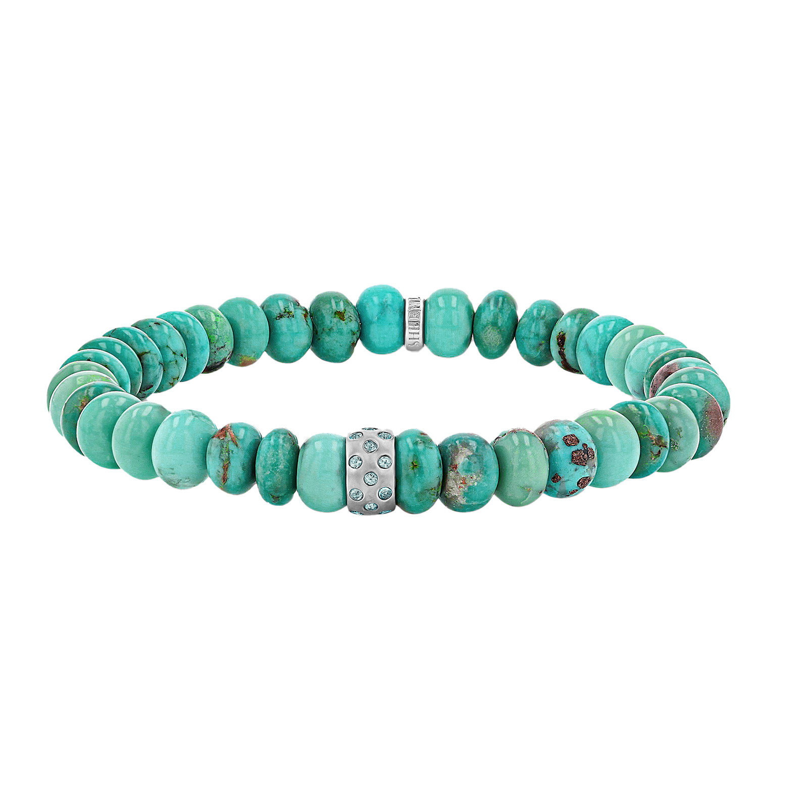 Sheryl Lowe Arizona Turquoise Bracelet w/1 Swiss Blue Topaz Flush-set Rondelle