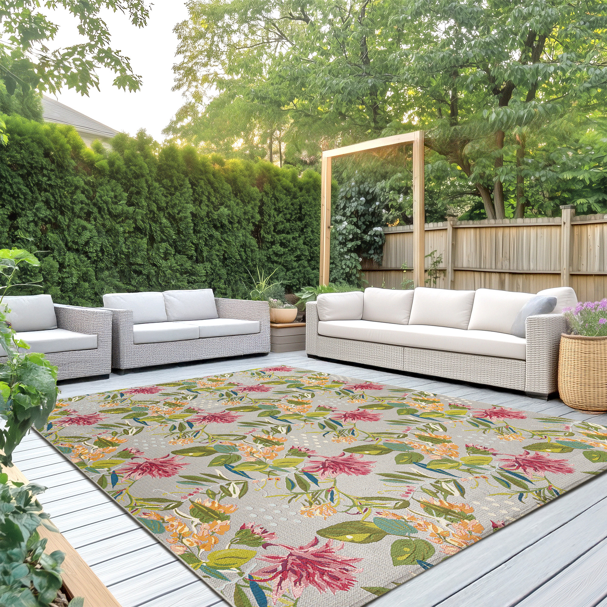 Fresco Indoor/Outdoor Rug Collection  Darra Light Gray