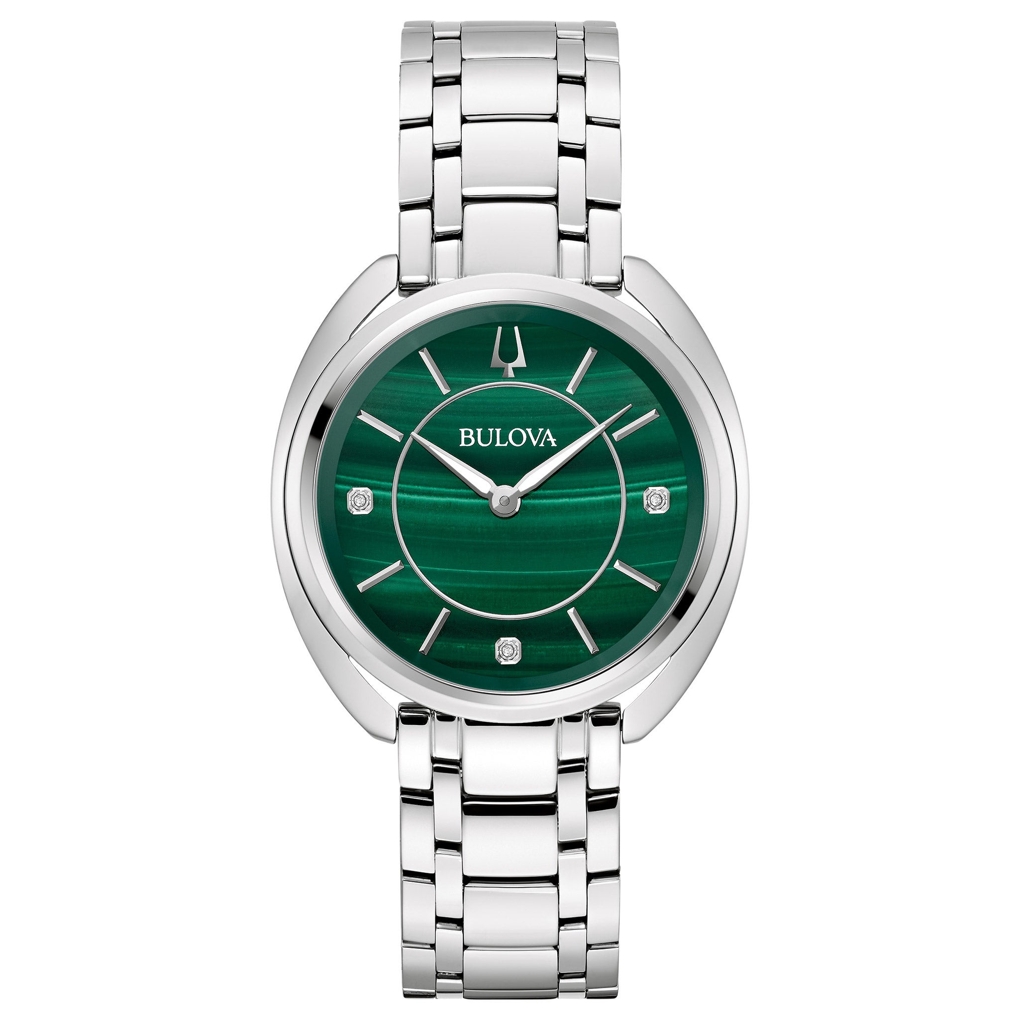 【新品】BULOVA レディースクォーツ腕時計/ダイヤモンド使用 Bulova Classic Diamond Malachite Stainless Steel Quartz Women's