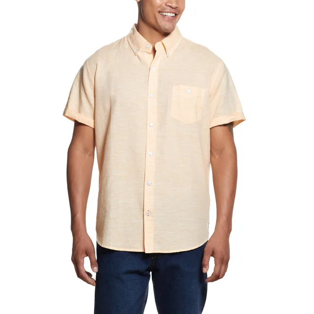 WEATHERPROOF VINTAGE MEN'S LINEN/COTTON SHORT SLEEVE WOVEN