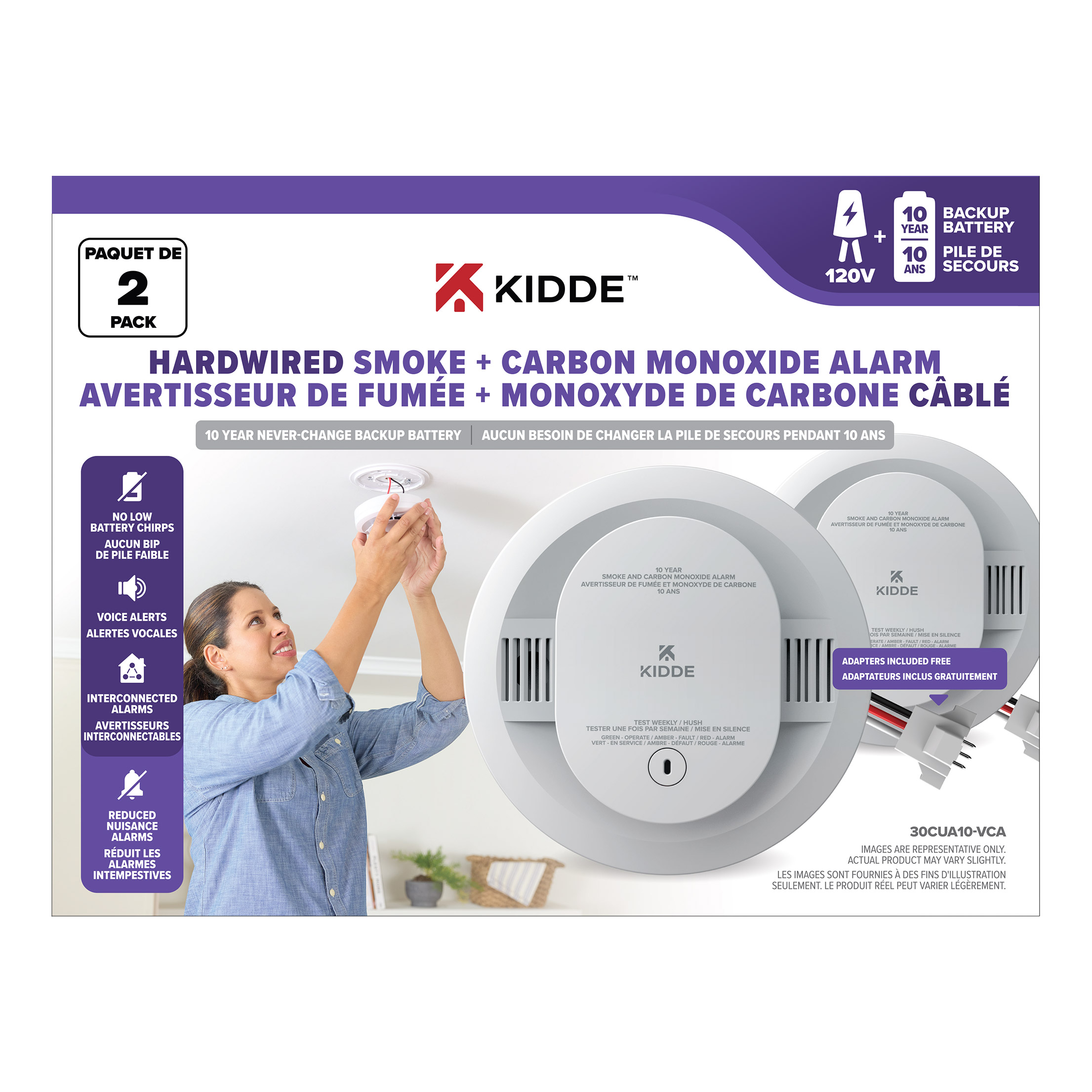 Kidde 120V Hardwired Smoke and Carbon Monoxide Alarm, 2-pack