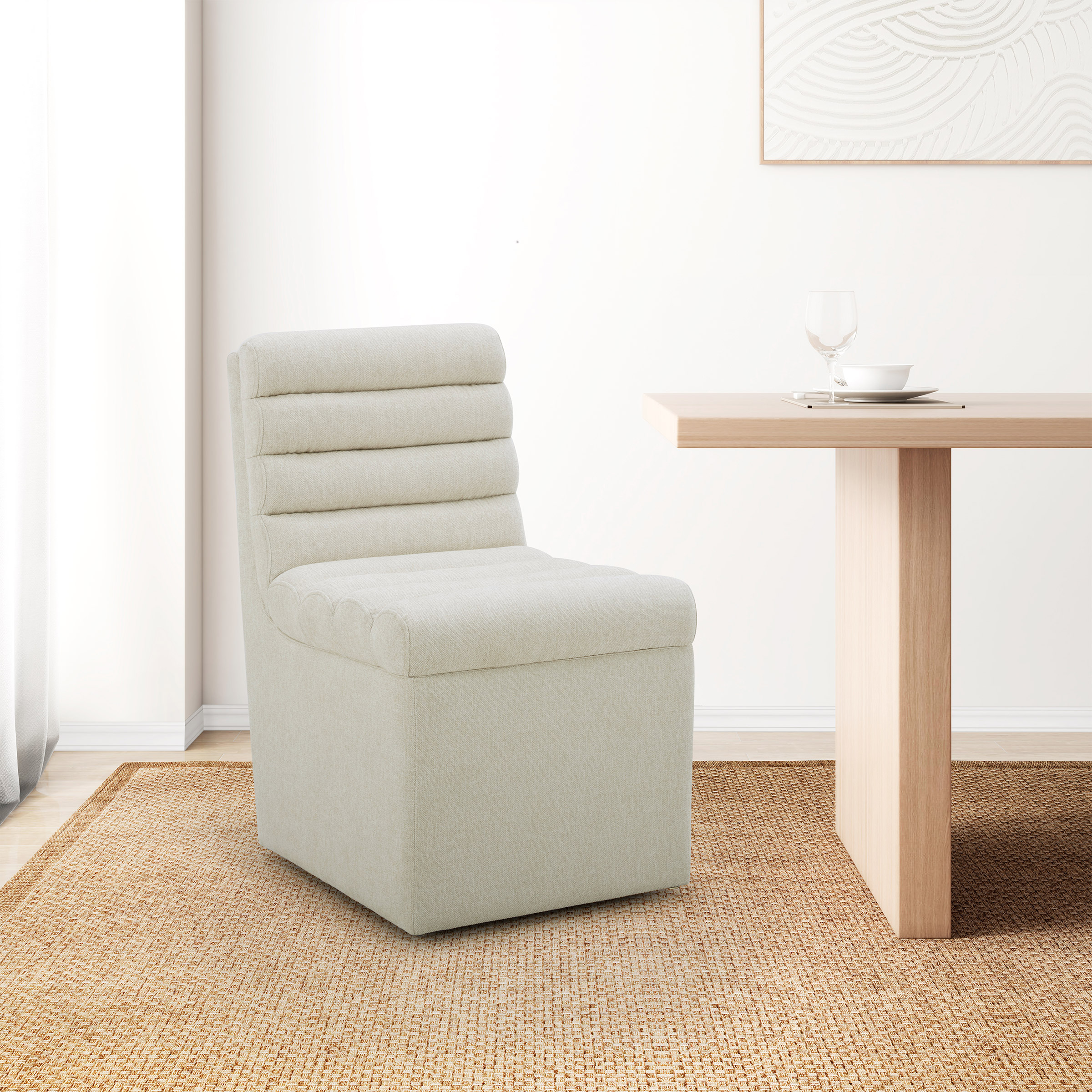 Aiden & Ivy Fabric Armless Dining Chair with Casters