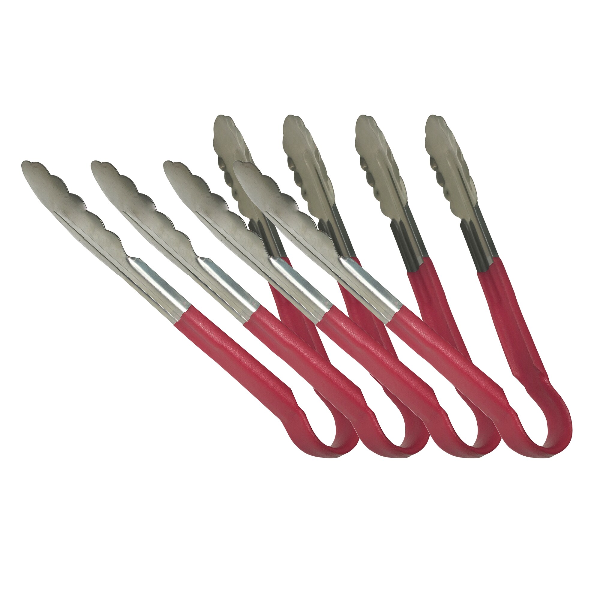 Sagetra Plastic Coated Red Utility Tongs 22.86 cm (9 in), Pack of 4