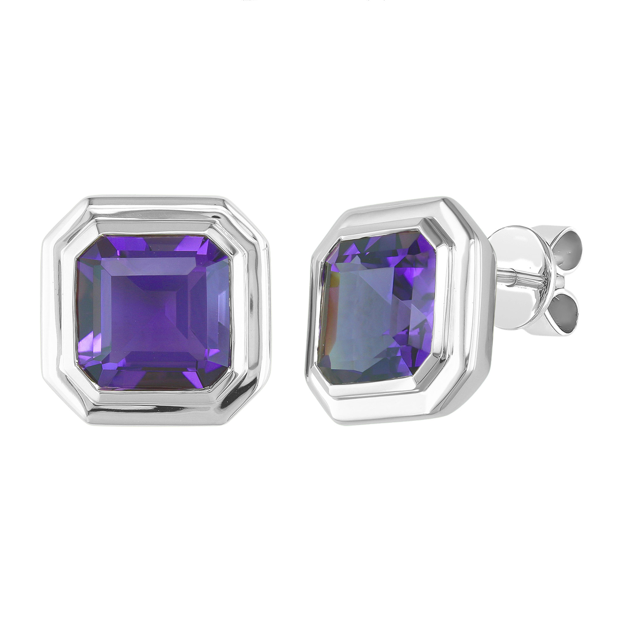 Octagon Cut Amethyst Earrings