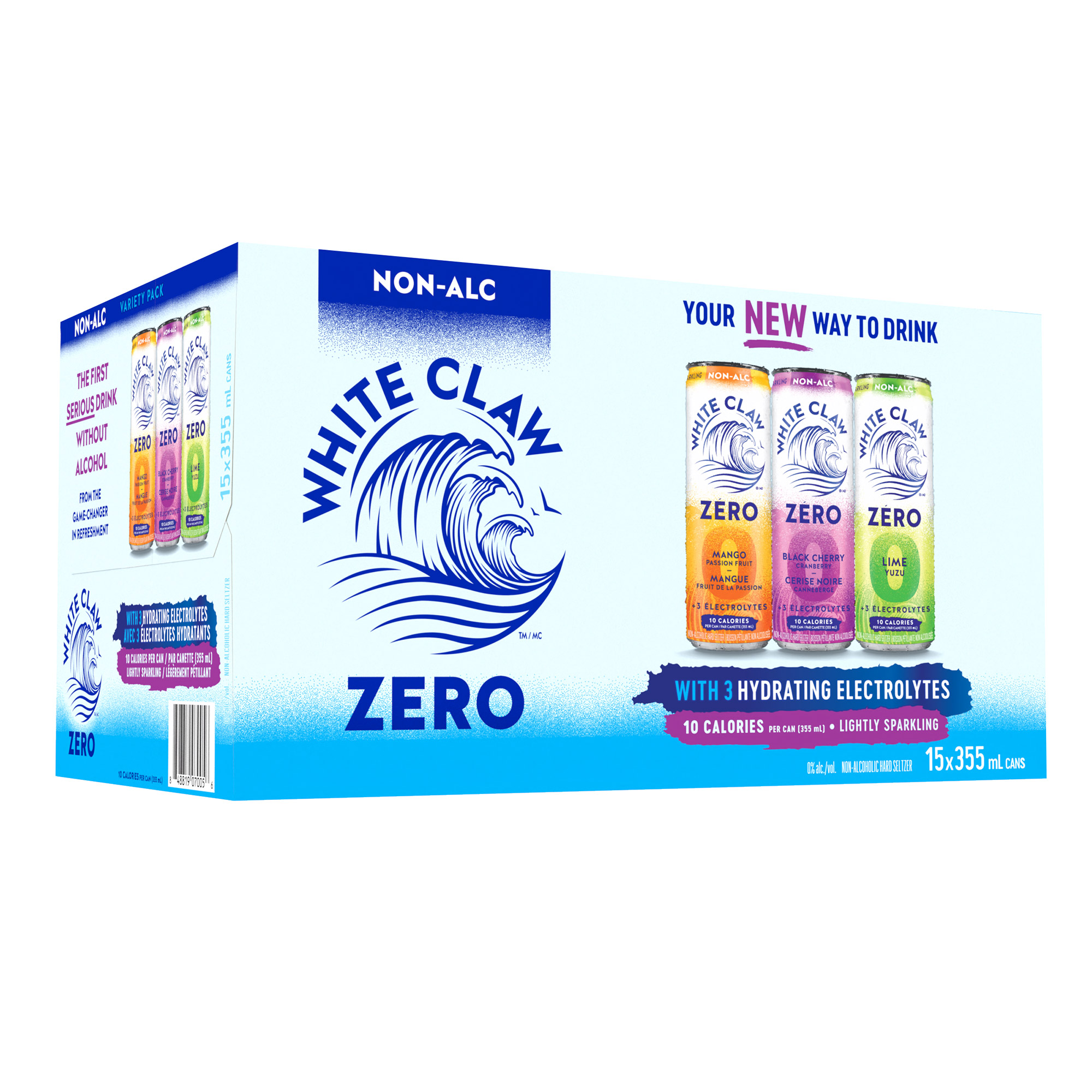 White Claw Zero Non-Alcoholic Hard Seltzer, 355 mL, 15-pack