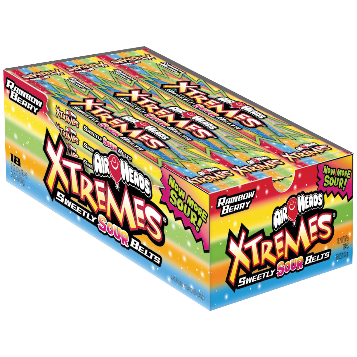 Airheads Xtremes Sweetly Sour Belts  Rainbow Berry  2 oz  18-count