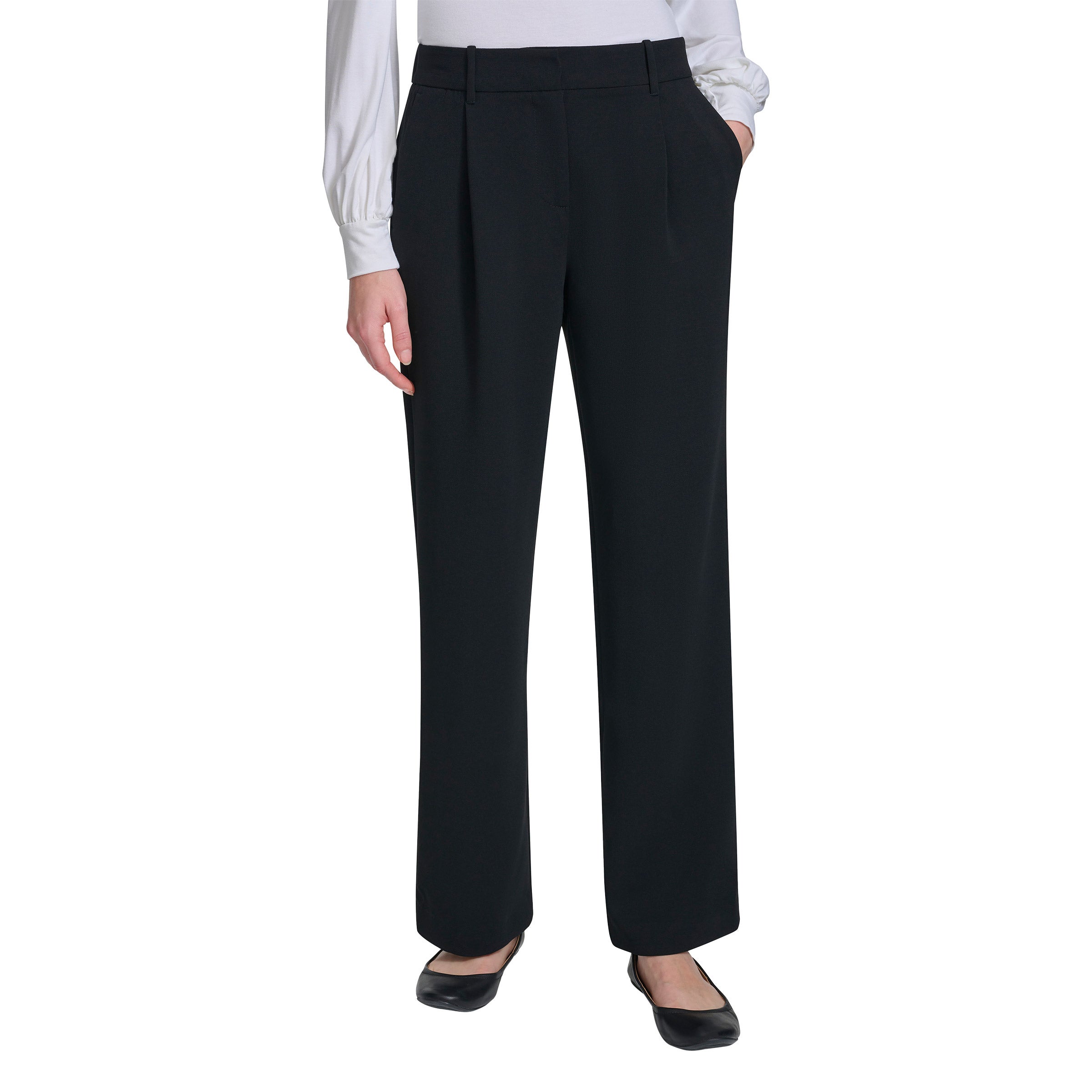 DKNY Women's Wide Leg Pant, Black, Costco