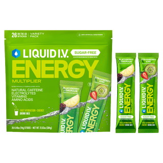 Liquid I.V. Energy Multiplier, 26 Individual Serving Stick Packs in Resealable Pouch, Sugar Free, Variety Pack