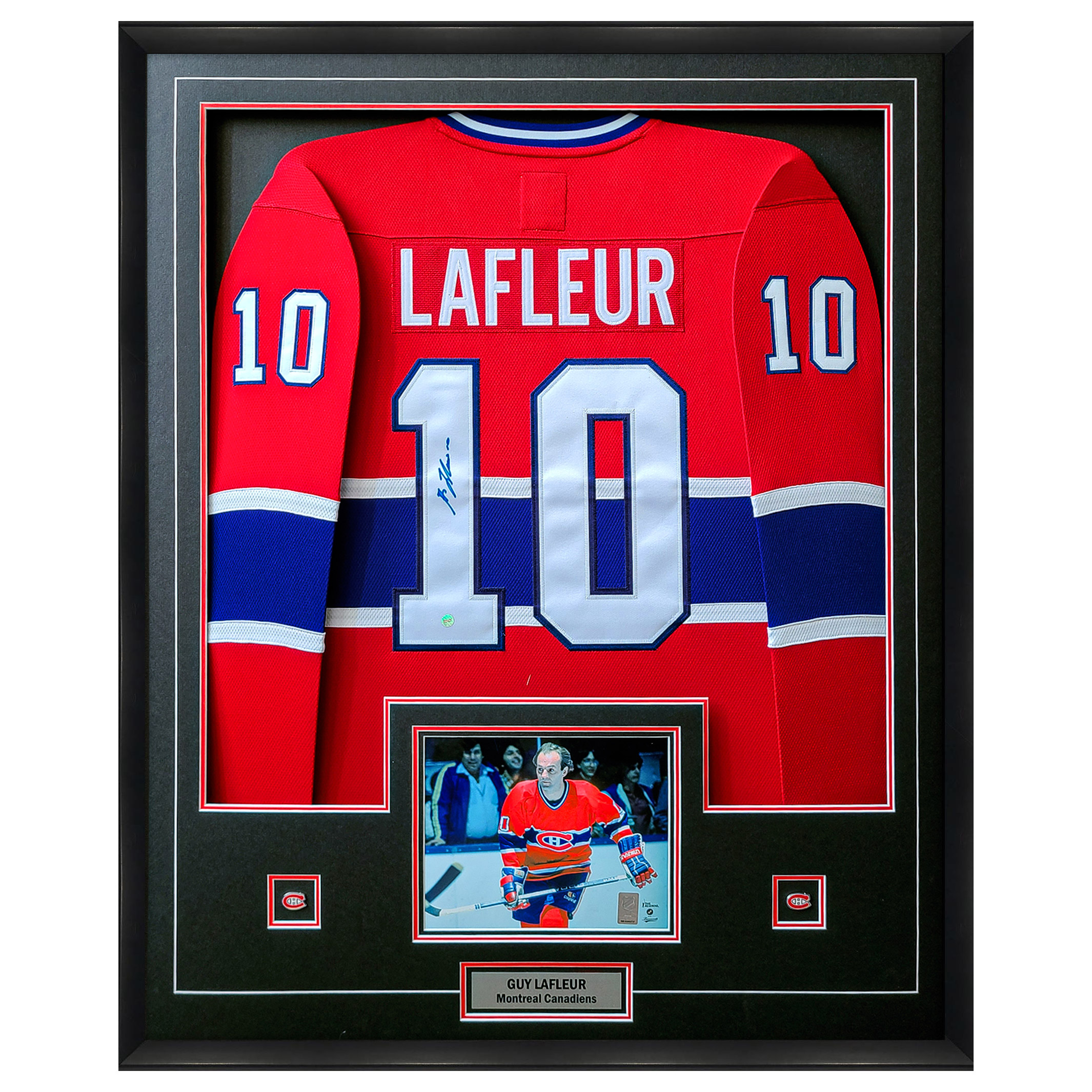 Frameworth Guy Lafleur Signed Framed 34x42 in. Montreal Canadiens CCM Vintage Jersey