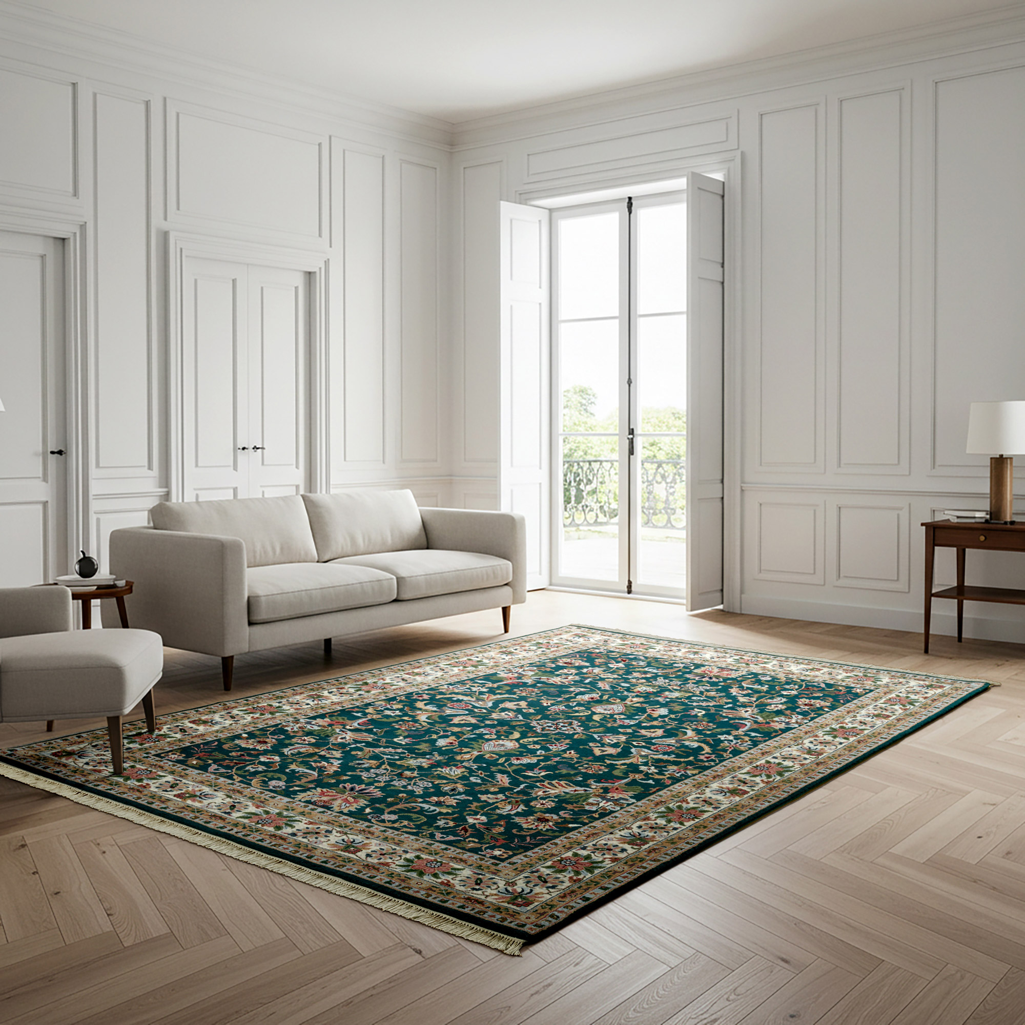 Chatsworth Hand Knotted Rug Collection  Aston Hall Green