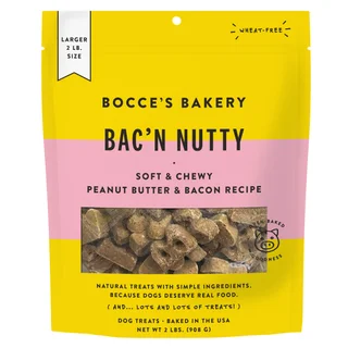 BOCCE'S BAKERY BAC'N NUTTY DOG TREATS 2 POUNDS
