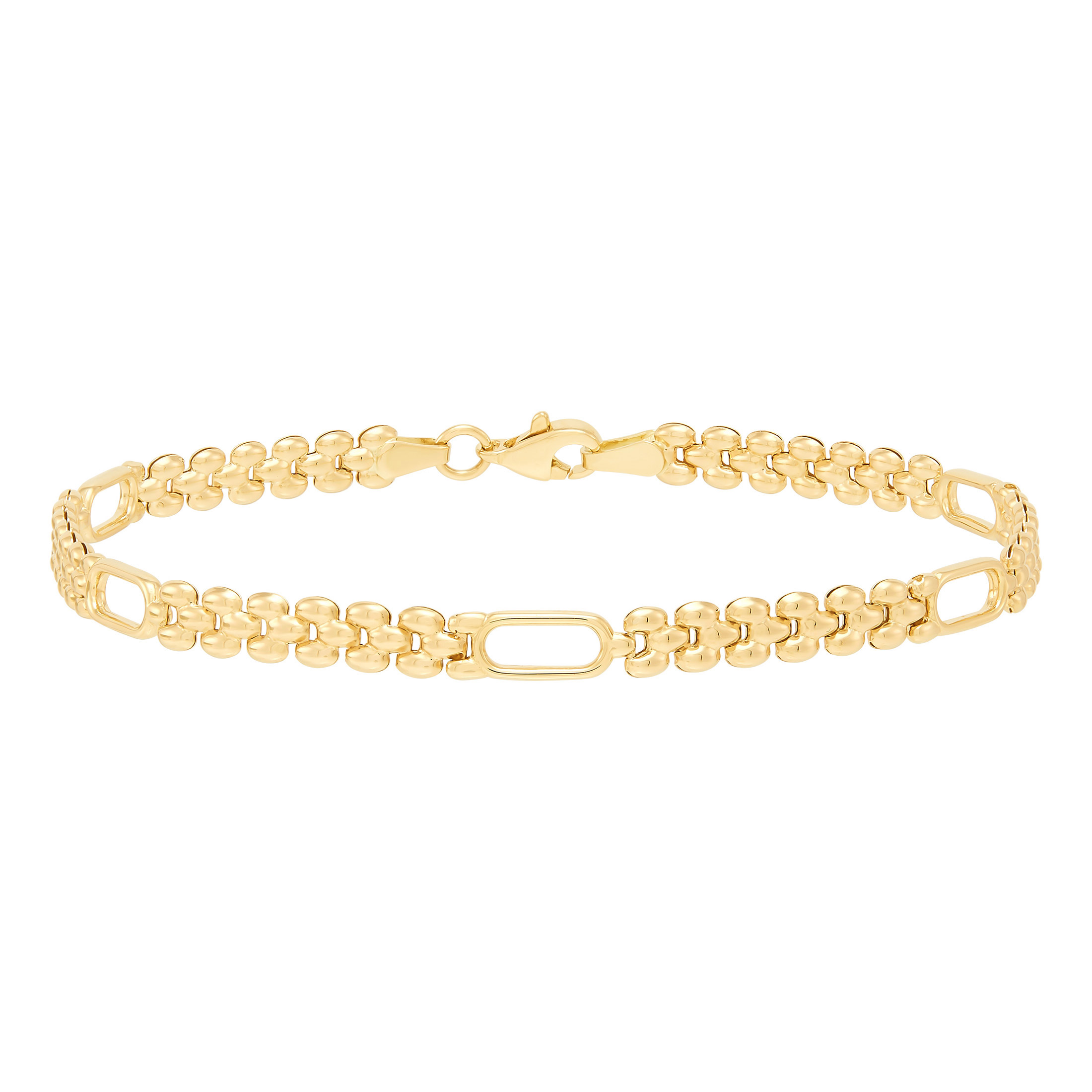Alternating Panther and Oval Link Bracelet in Yellow Gold