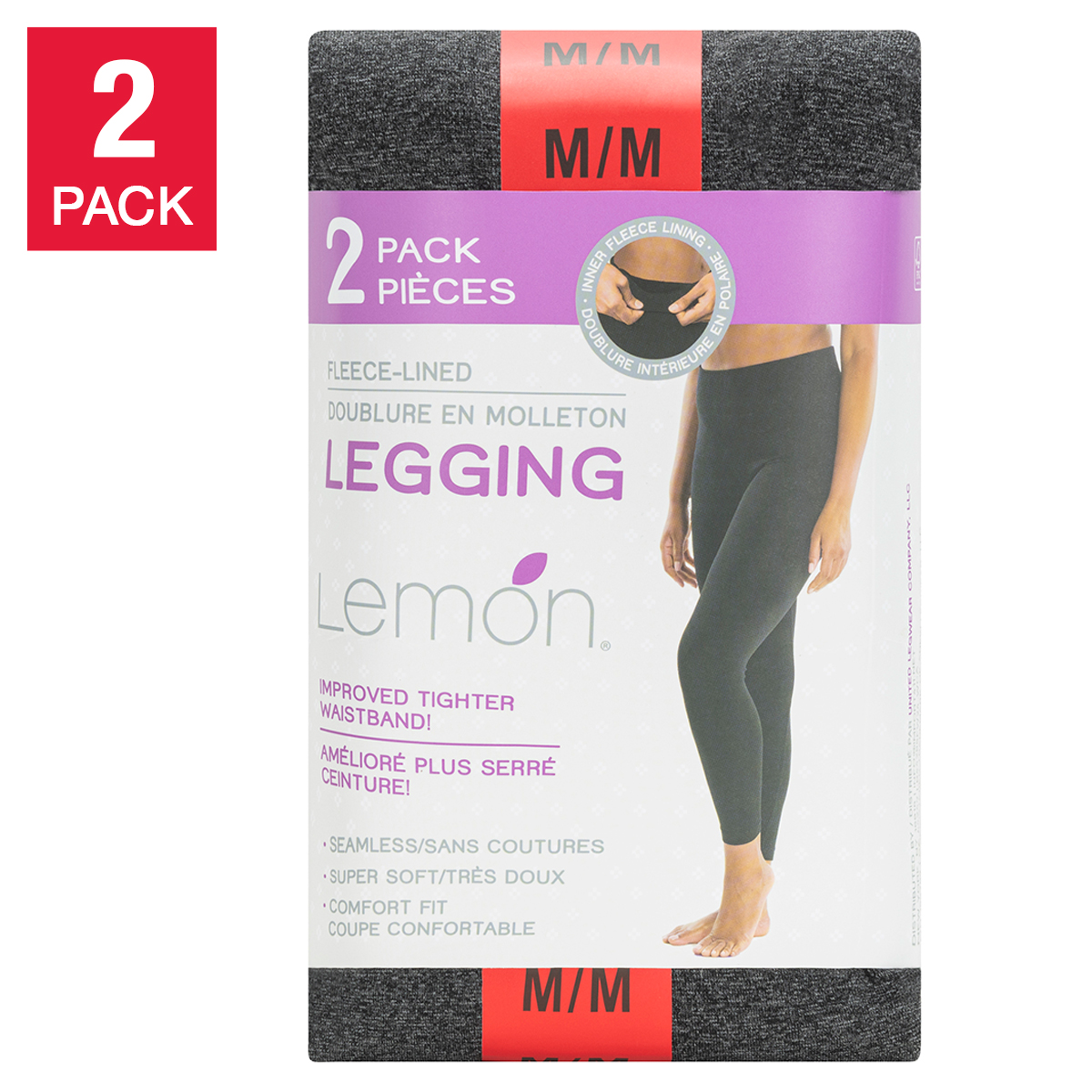 Lemon Women's Fleece Lined Legging, 2-pack