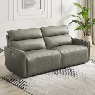 Henredon Keira Leather Power Reclining Sofa with Power Headrests