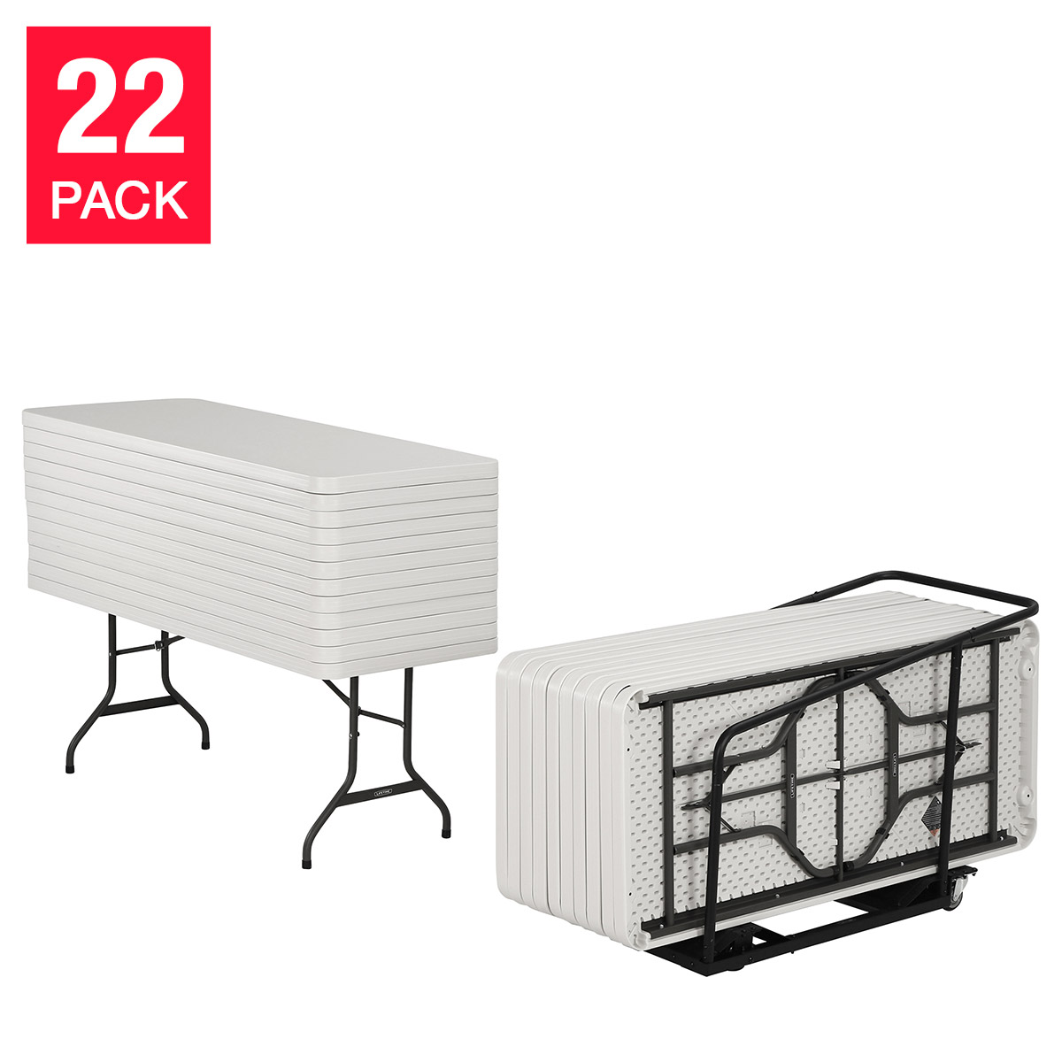Lifetime 182.9 cm (6 ft.) Commercial-grade Nesting Tables and Cart, 22-pack