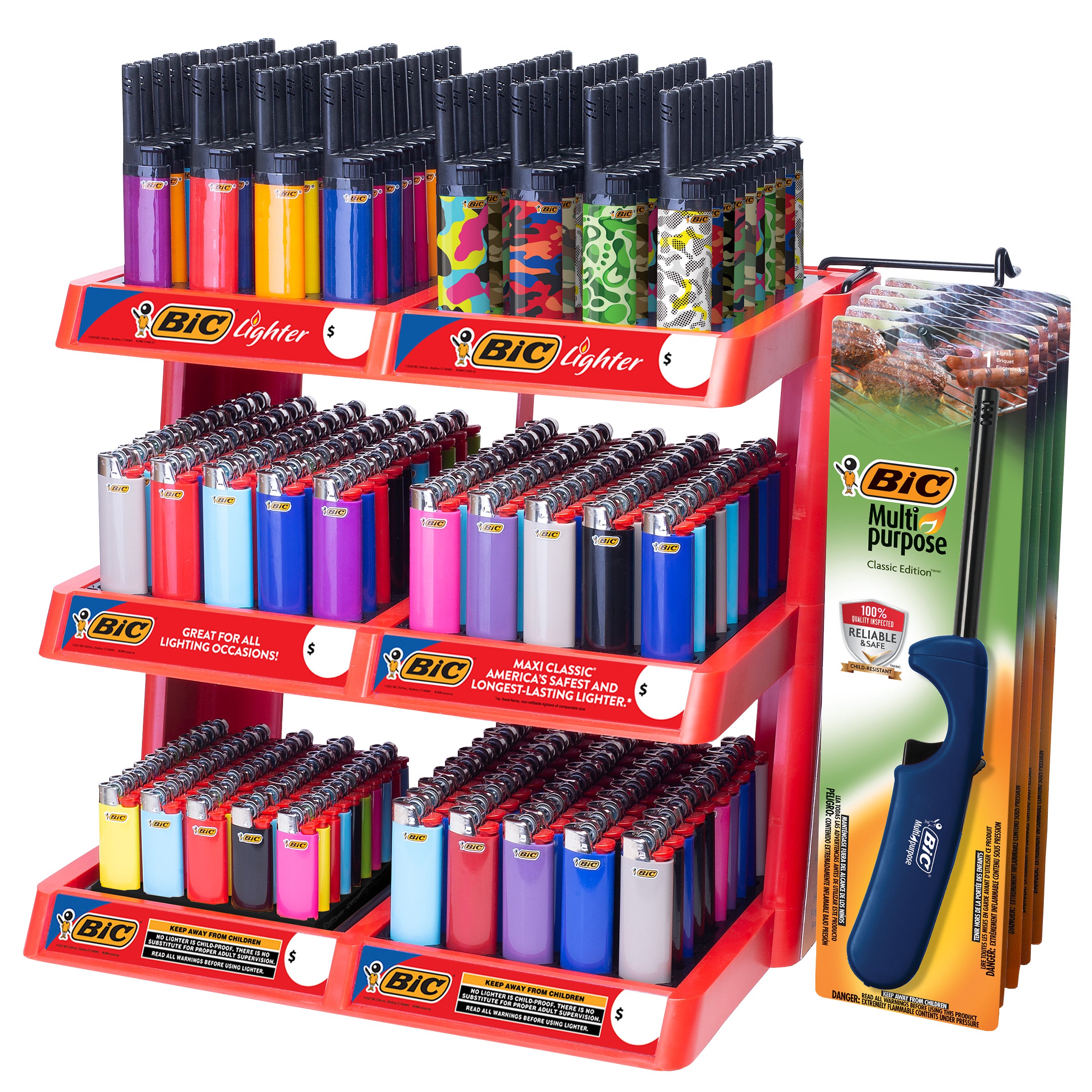 BIC 6-Tier Lighter Display, Maxi Classic, Mini Classic, EZ Reach