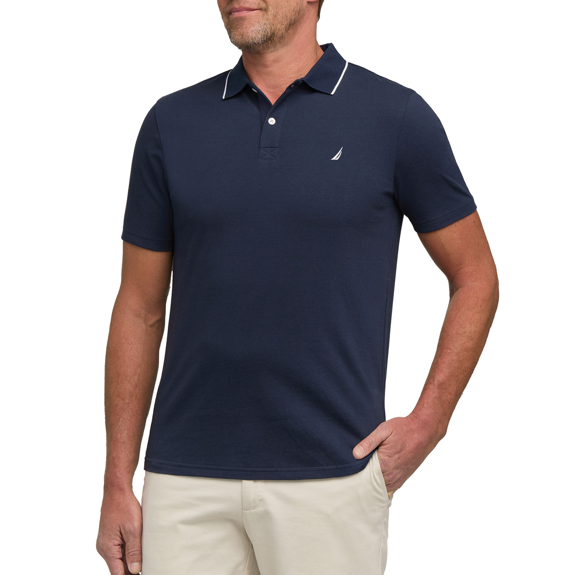 Nautica Men's Jersey Short Sleeve Polo