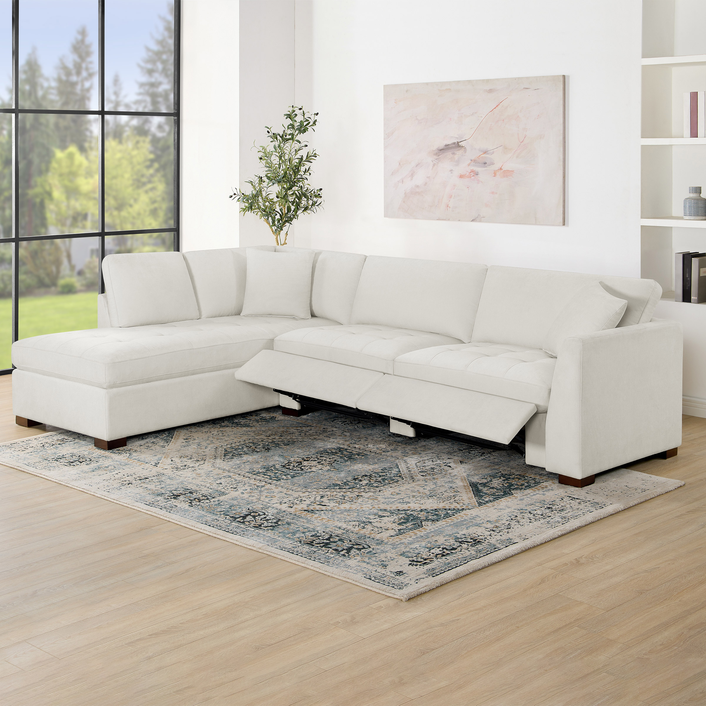 Thomasville Miles 2-piece Fabric Left-hand Facing Sectional with Power Footrests