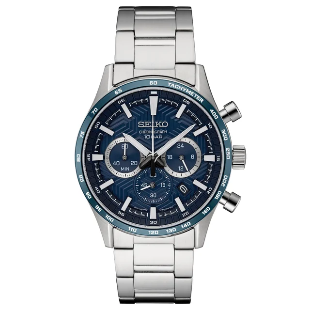 Seiko Essentials Blue Dial Chronograph Men's Quartz Watch, 43mm
