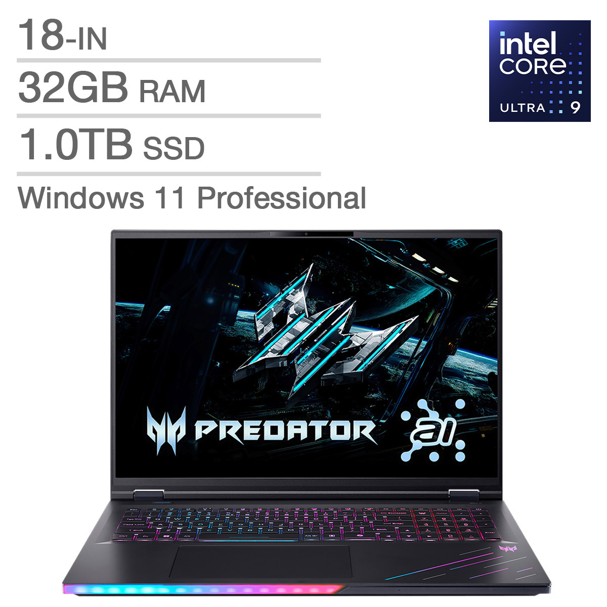 Acer Predator Helios AI 18 Gaming Laptop 18.0-in., Intel Core