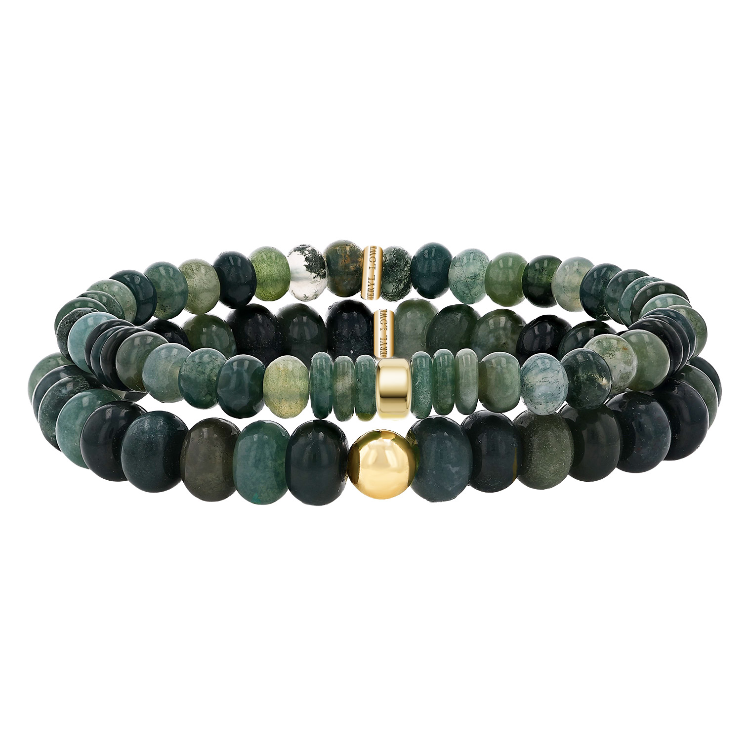 Sheryl Lowe Moss Agate 8mm Beaded Bracelet with Smooth Round