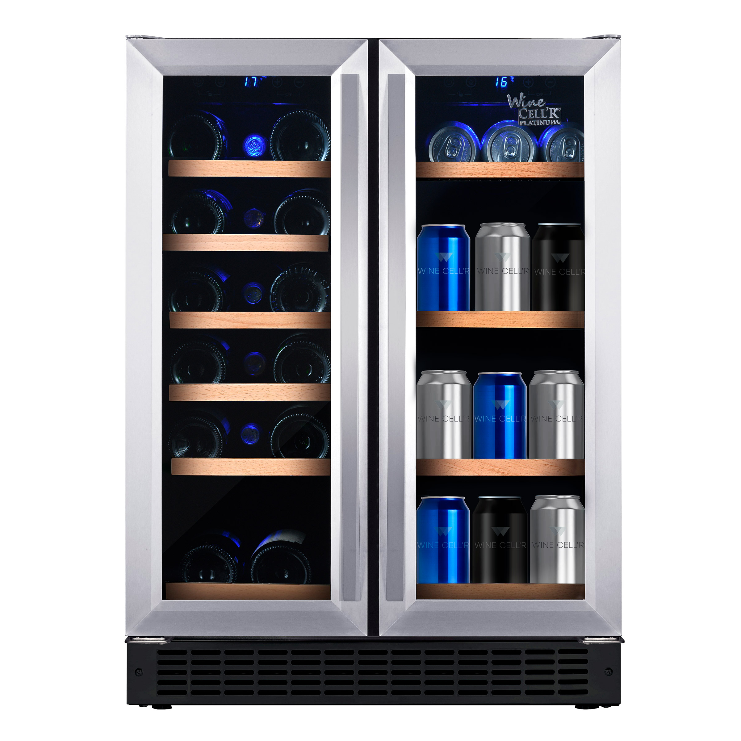 Wine Cell’R Stainless Steel Glass Door Beverage Center with Embraco Compressor