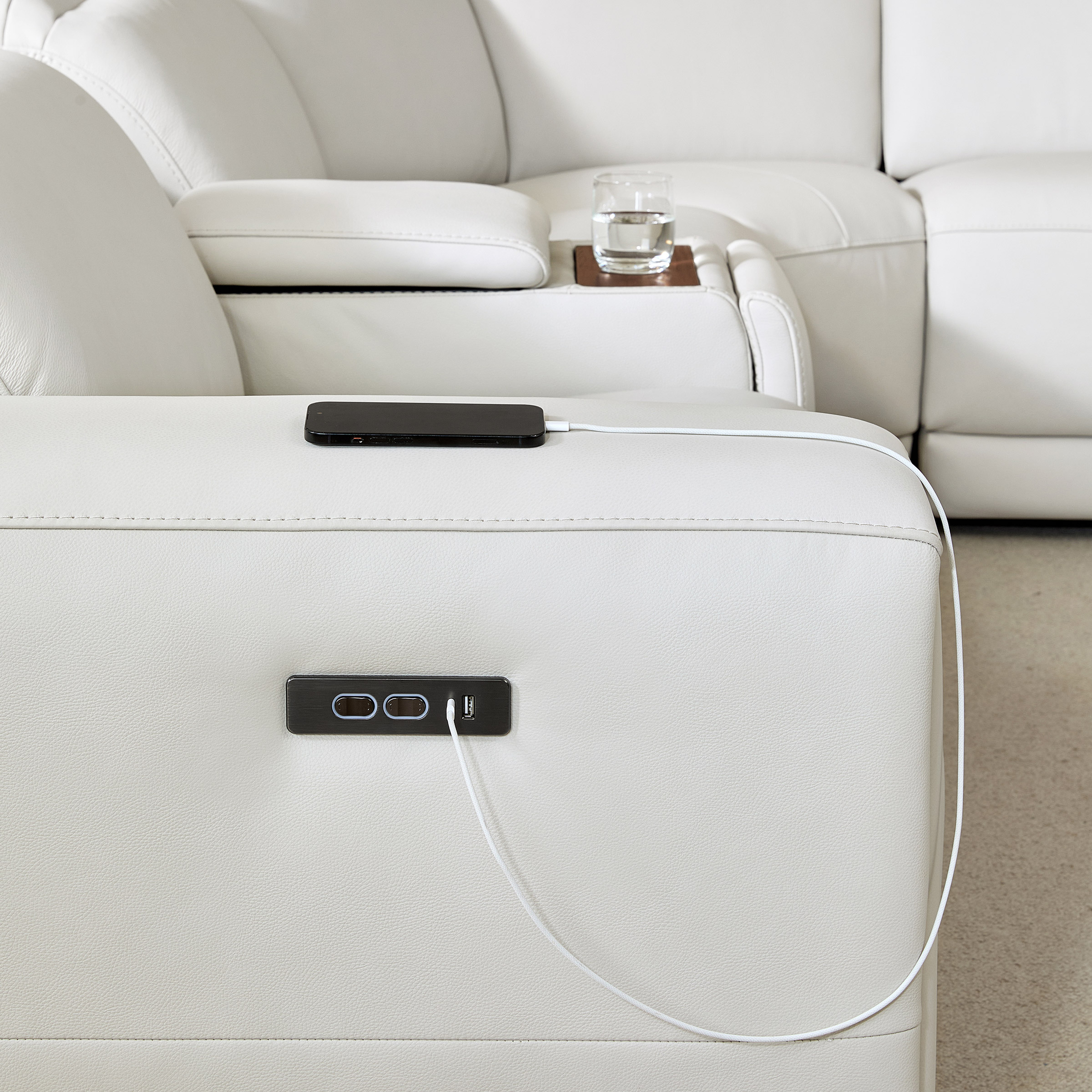 Karson Leather Power Reclining Sectional with Power Headrests