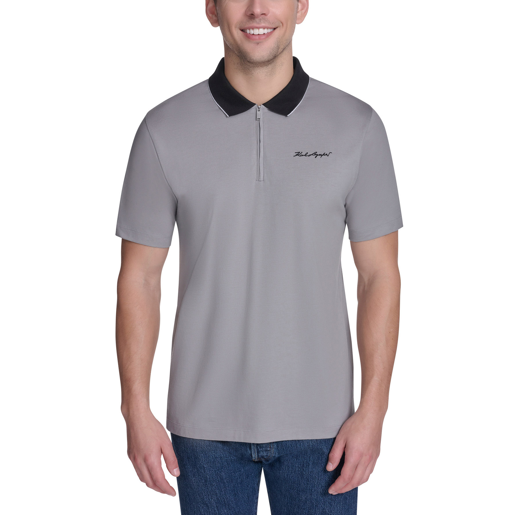 Karl Lagerfeld Men's 1/4 Zip Polo