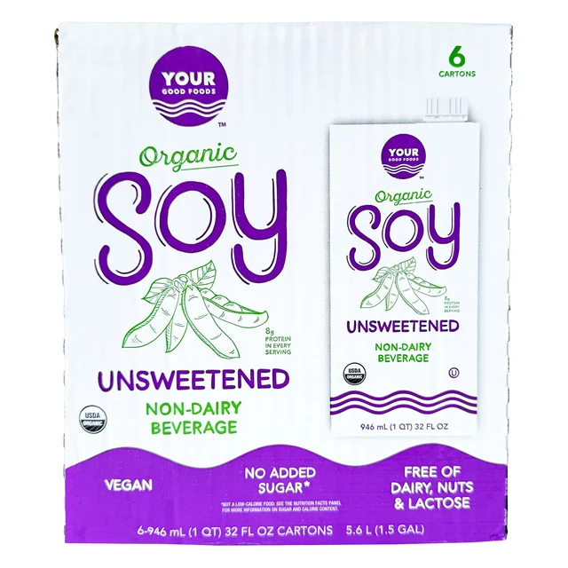 ORGANIC SOY UNSWEETENED 6-32 OZ (1.5 GAL)