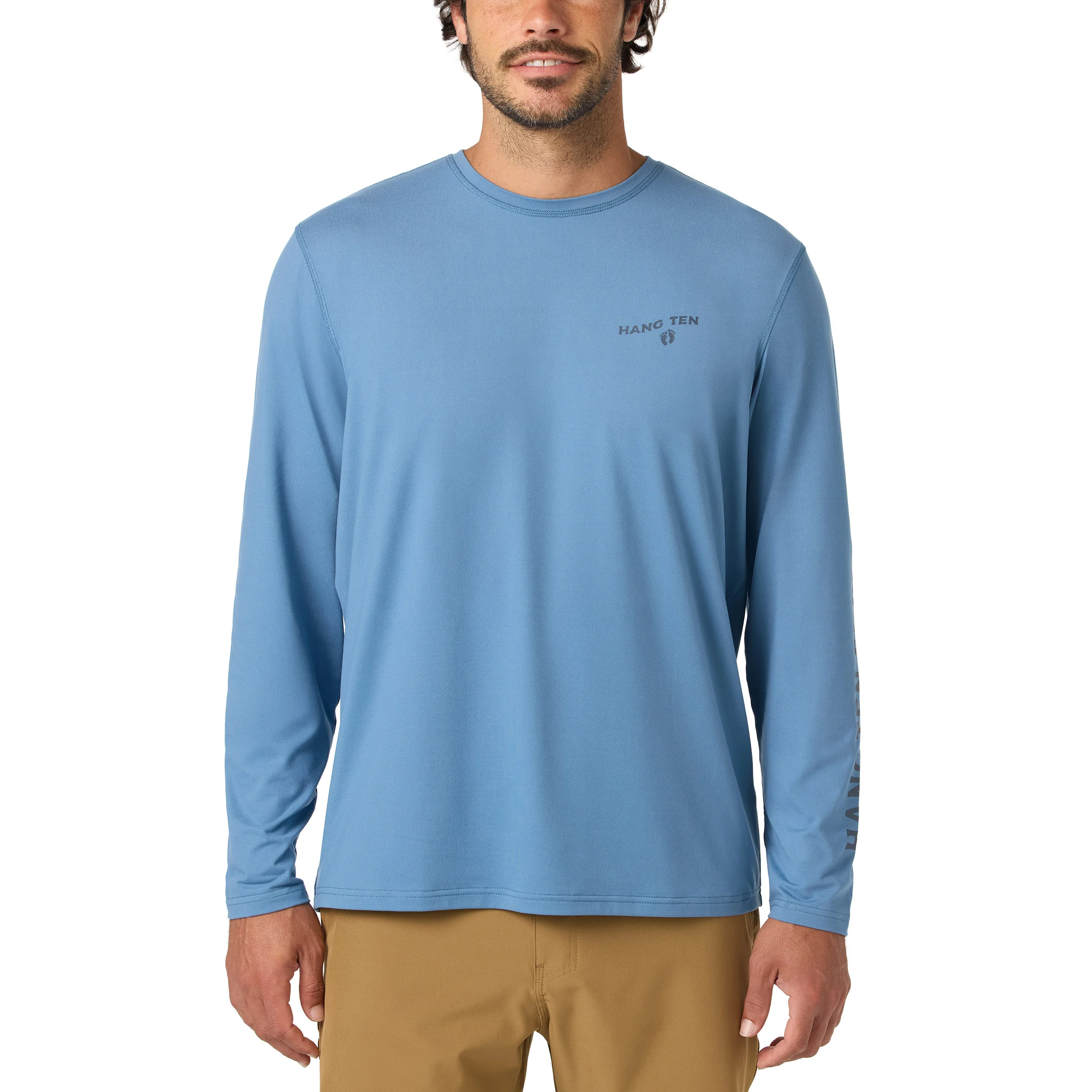 Hang Ten Men&rsquo;s Long Sleeve Sun Tee Regular Fit Quick Dry UPF 50