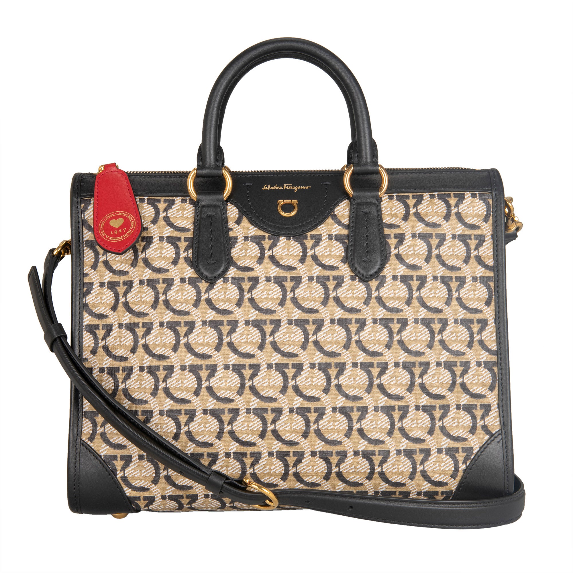 Ferragamo Gancini Handbag, Sand/Black | Costco