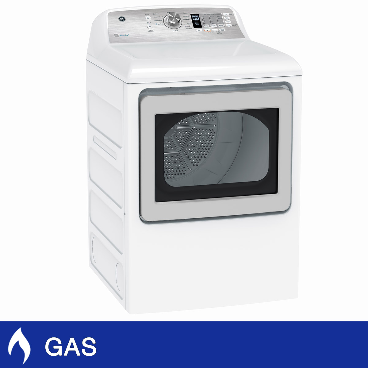 GE 7.4 cu ft. White Top Load Gas Dryer with SaniFresh Cycle