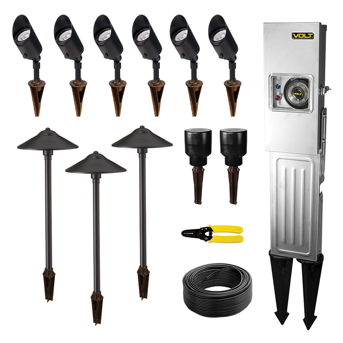 VOLT Landscape Lighting 9-piece Path & Area Light LED Starter Kit