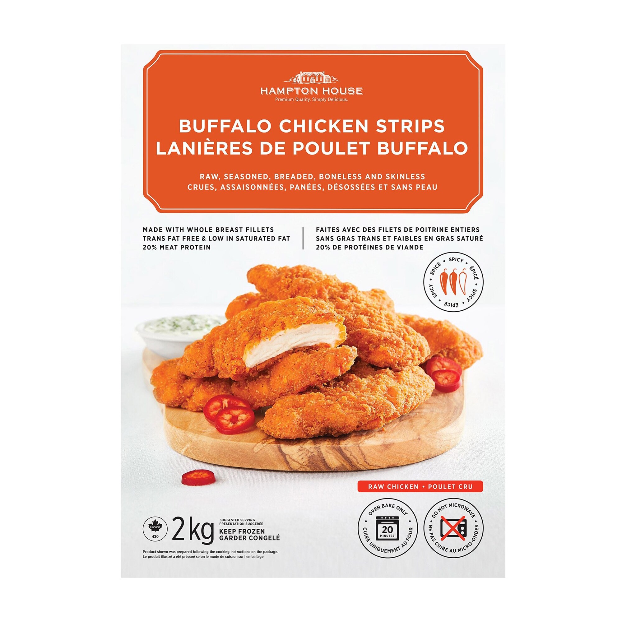 Hampton House Frozen Buffalo Chicken Strips, 2 kg