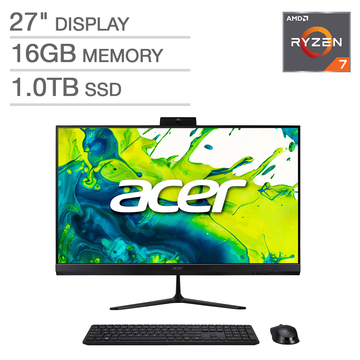 Acer Aspire 27" All-in-One Desktop – AMD Ryzen 7 5825U - FHD 120Hz (1920 x 1080) - 16GB RAM - 1TB SSD - Windows 11 Home