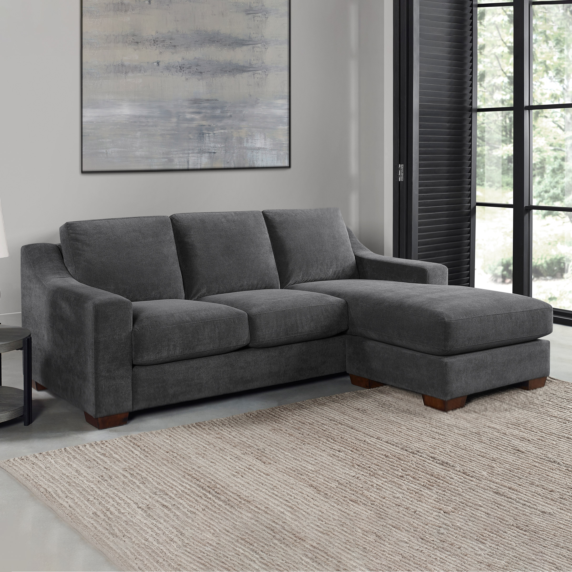 Kent 2-piece Fabric Sofa Chaise with Dropdown Table | Costco
