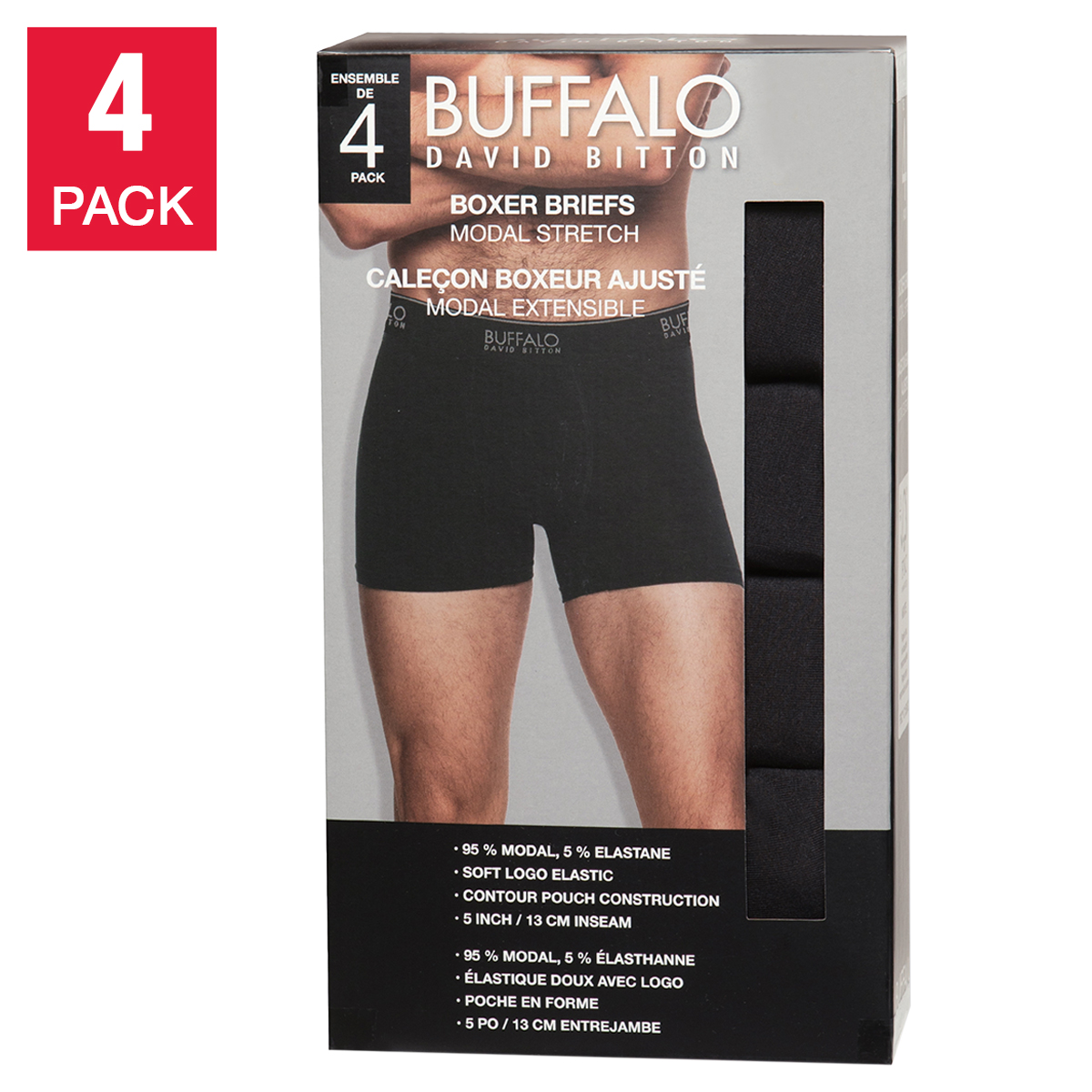 Buffalo Men's Boxer Brief, 4-pack
