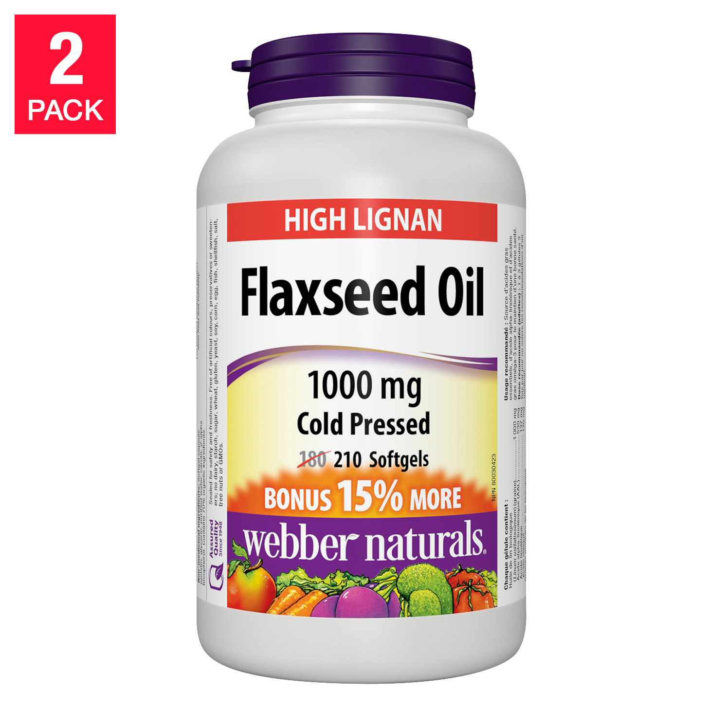 webber naturals Flaxseed Oil  1000 mg -- 2 x 210 Softgels