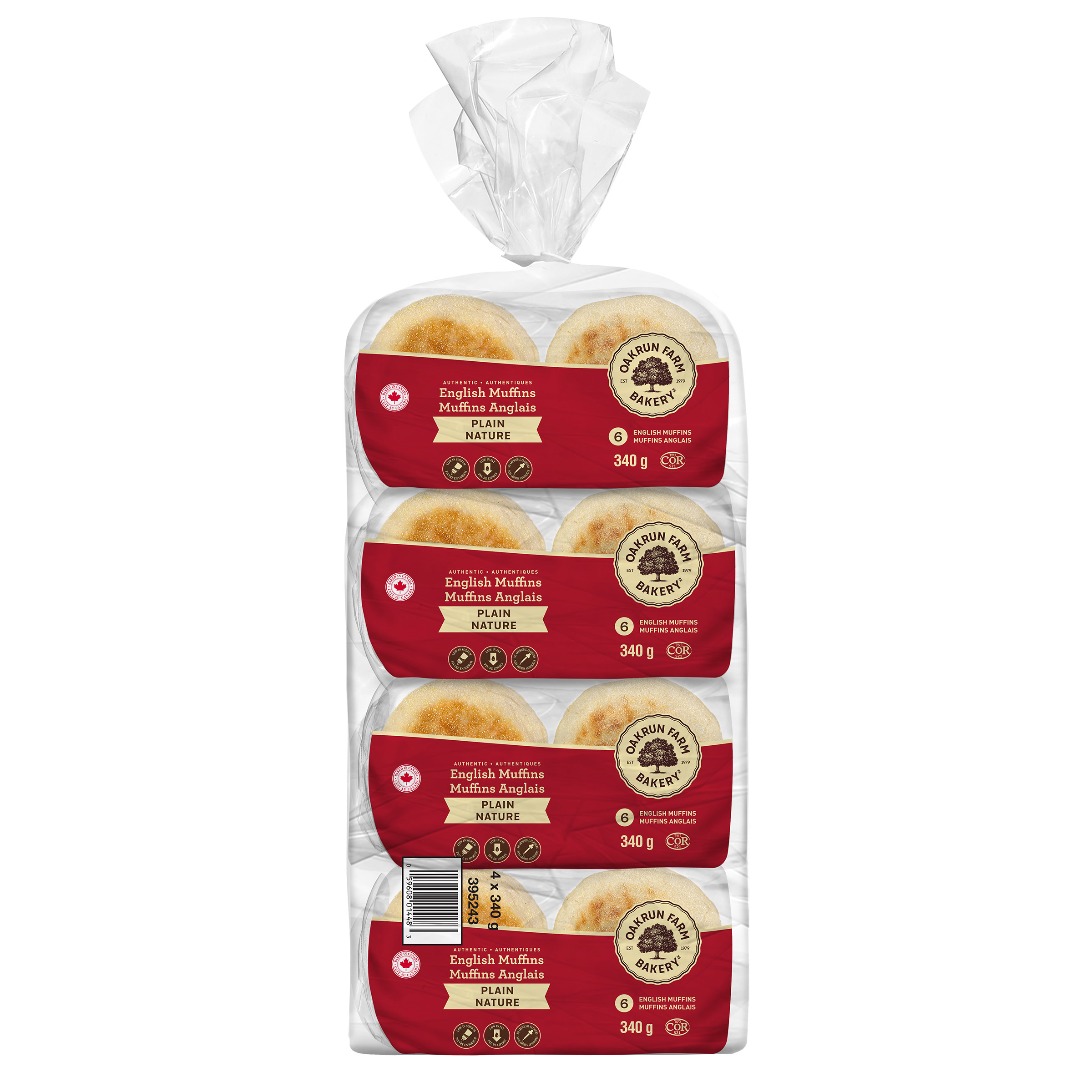 Oakrun Farm Plain English Muffins, 4 x 340 g