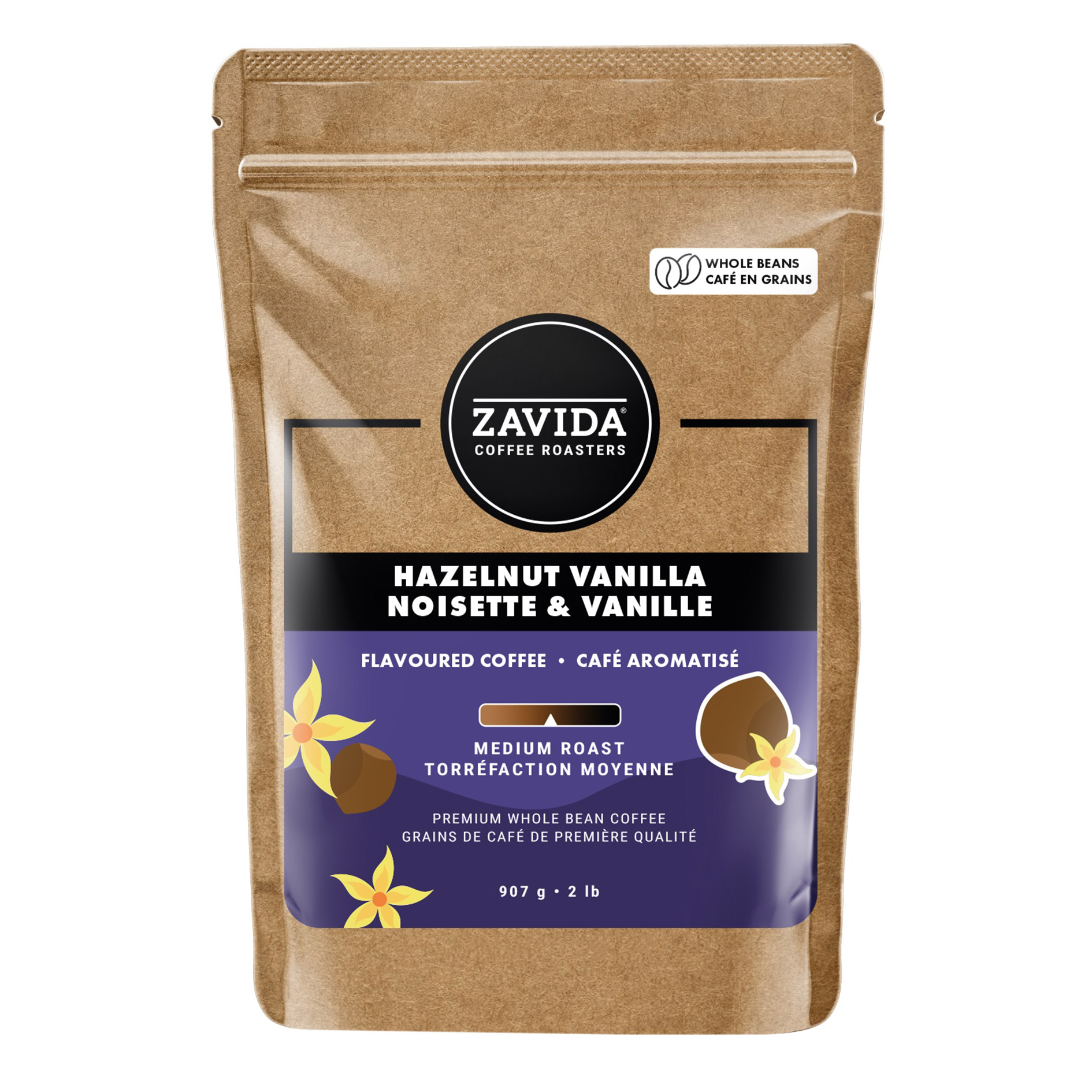 Zavida Hazelnut Vanilla Whole Bean Coffee, 907 g
