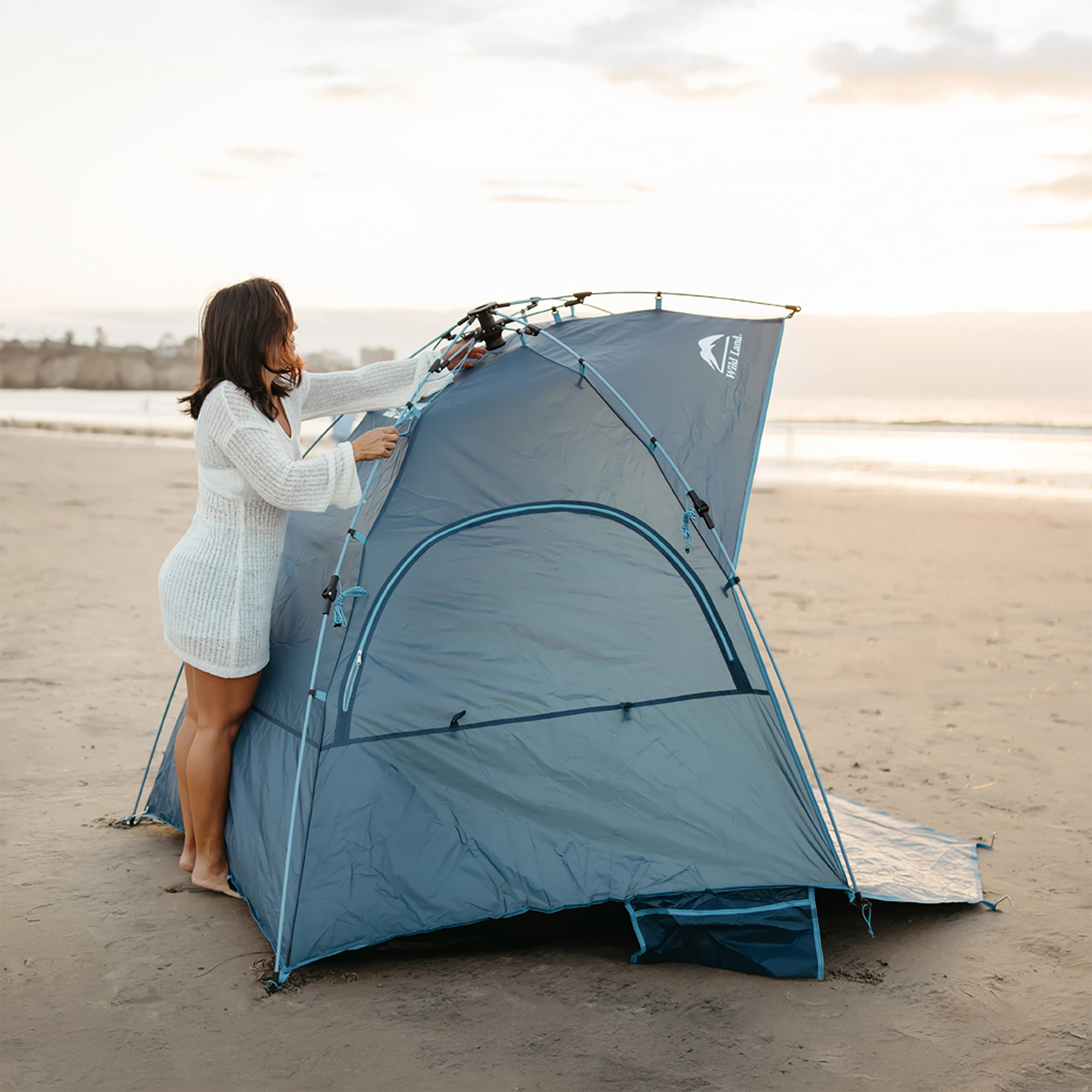 バハマ　ベイ　テント　BAHAMA BAY TENT COSTCO Costco Sun Tent Bahama Bay Beach Tent Beach Bahamas Howto Setup