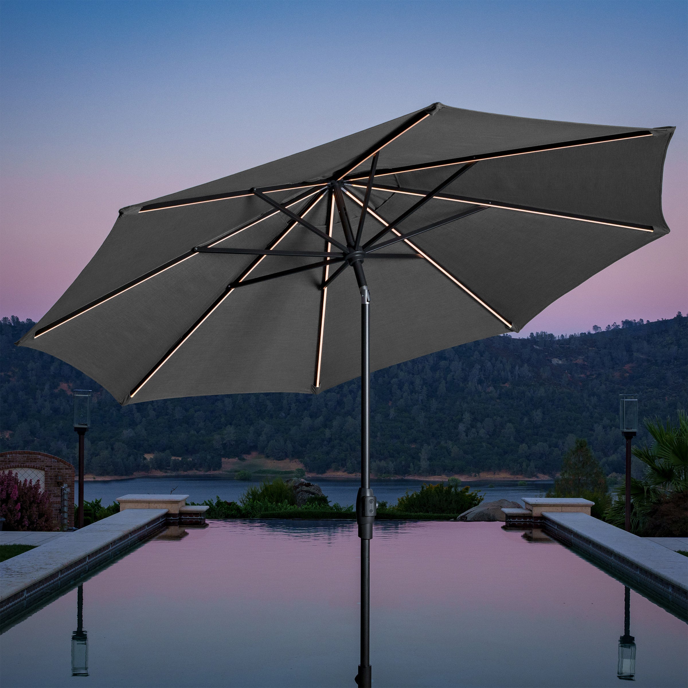 Sunvilla 10' Round Solar LED Market Umbrella | Costco