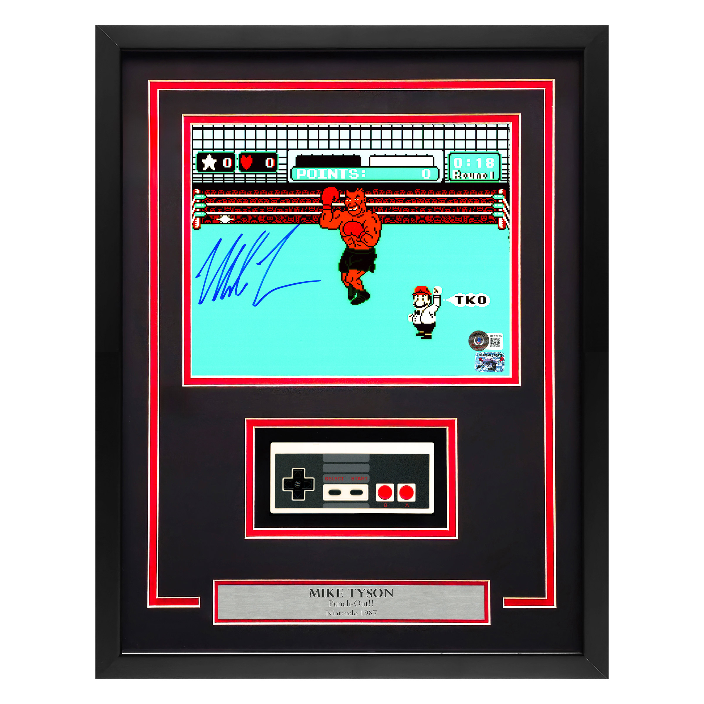 Mike Tyson Autographed Framed 8” x 10” Nintendo Punch-Out!! Photo with NES Controller - Beckett Authenticated