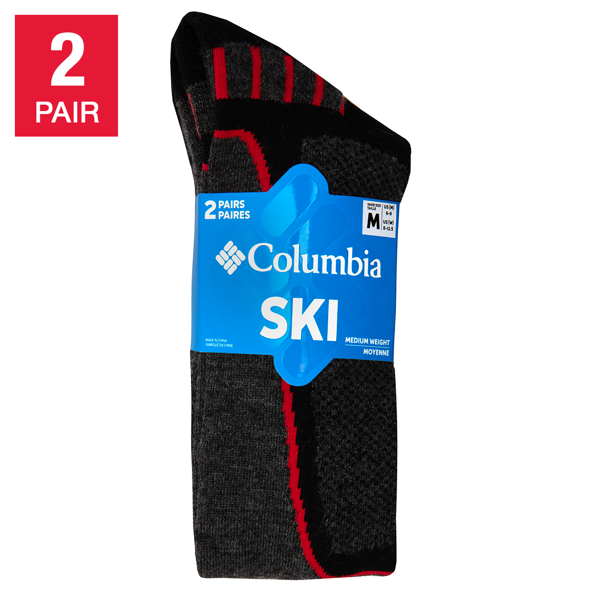 Columbia Unisex Ski Socks, 2 pair