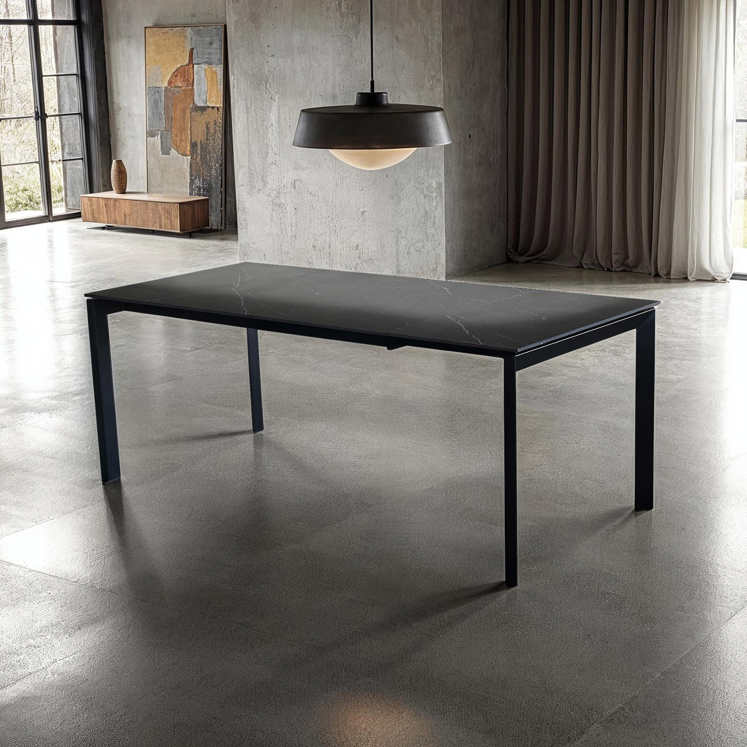 Mobital Host 149.9 cm (59 in.) Extendable Dining Table with Black Sintered Stone Top