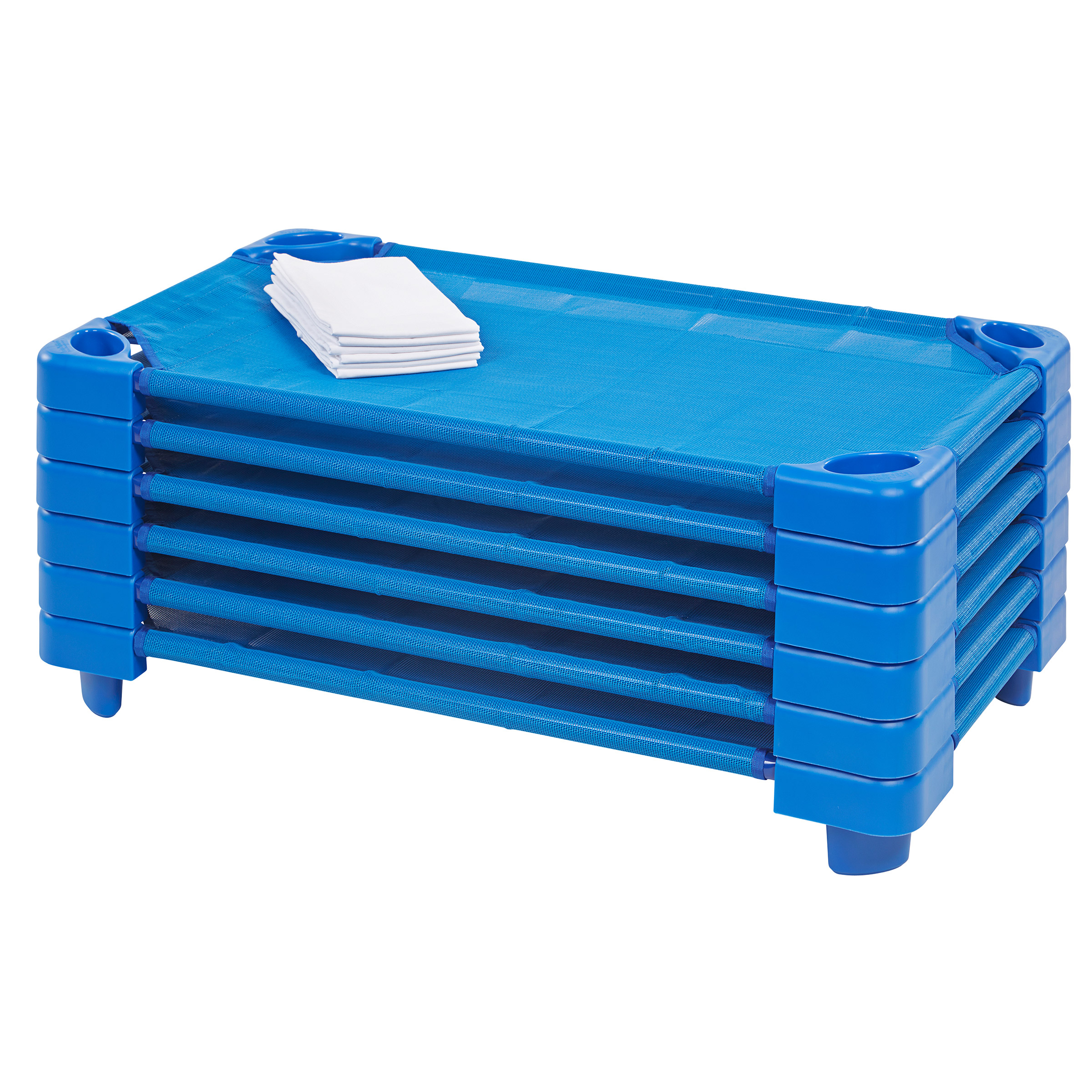 ECR4KIDS Stackable Toddler Cots with Sheet Ready To Assembly 6-pack ...
