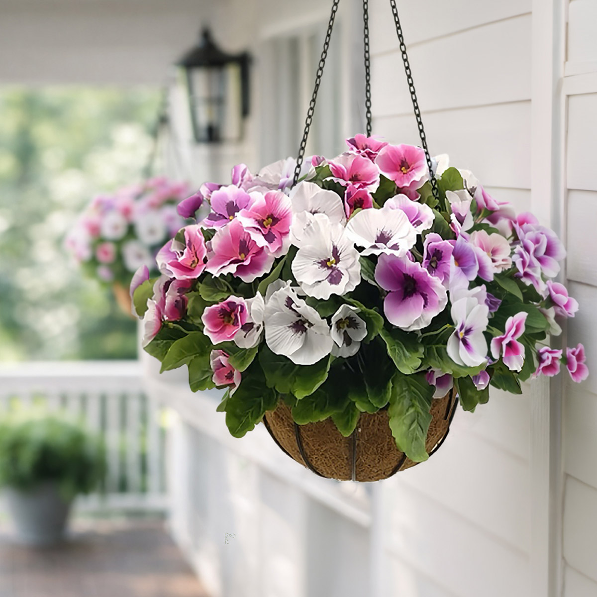 Faux UV Resistant Pansy Hanging Basket | Costco