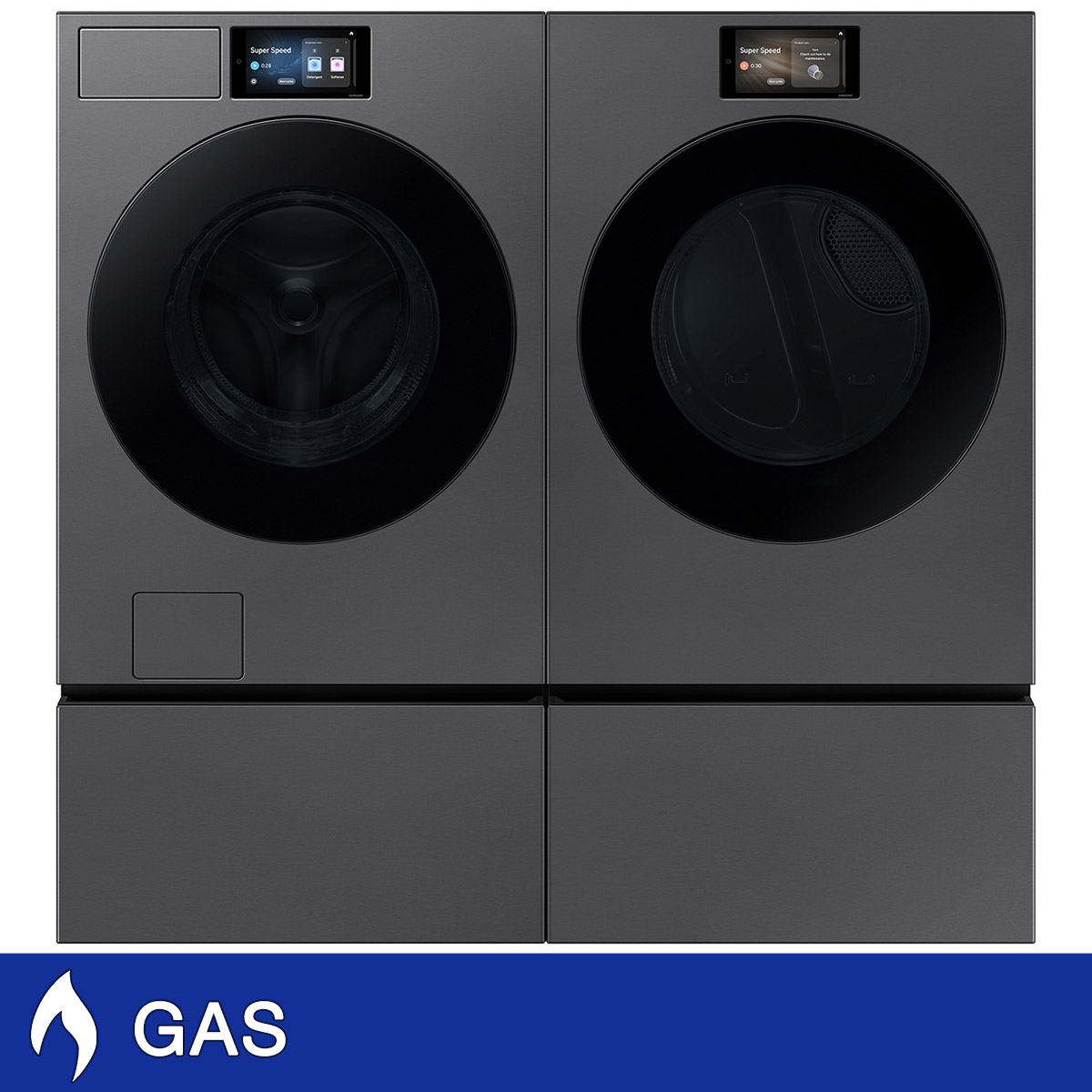 Samsung 5.3 cu. ft. Bespoke AI Front Load Ultra Capacity Washer and 7.6 cu. ft. Bespoke AI Ultra Capacity Front Load GAS Dryer with AI Home 